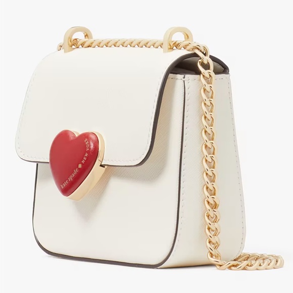 NWT-Kate Spade-SET-Heart❤️Hardware-Micro Flap Crossbody &❤️Keyfob/Bag Charm-$378 - Picture 10 of 16